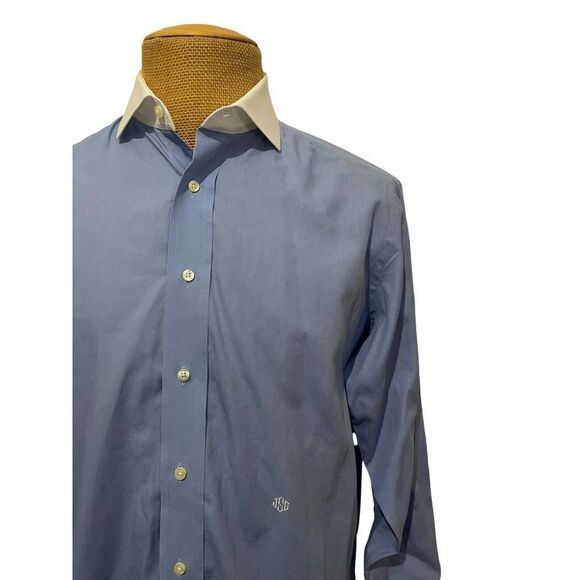 INDIVIDUALIZED‎ SHIRTS Dress Shirt Blue White Contrast Spread Collar Size 15.5 - Picture 4 of 11